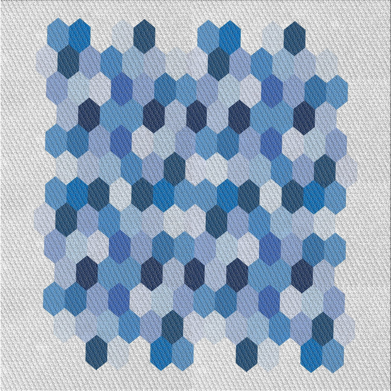 Tapis bleu à motif géométrique Kingstowne, Carré 4 pi
