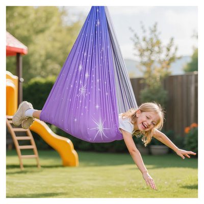 Sensory Swing for Kids & Adults - Double-Layer Compression Cocoon Hammock with 360° Swivel, Adjustable Indoor/Outdoor Therapy Pod