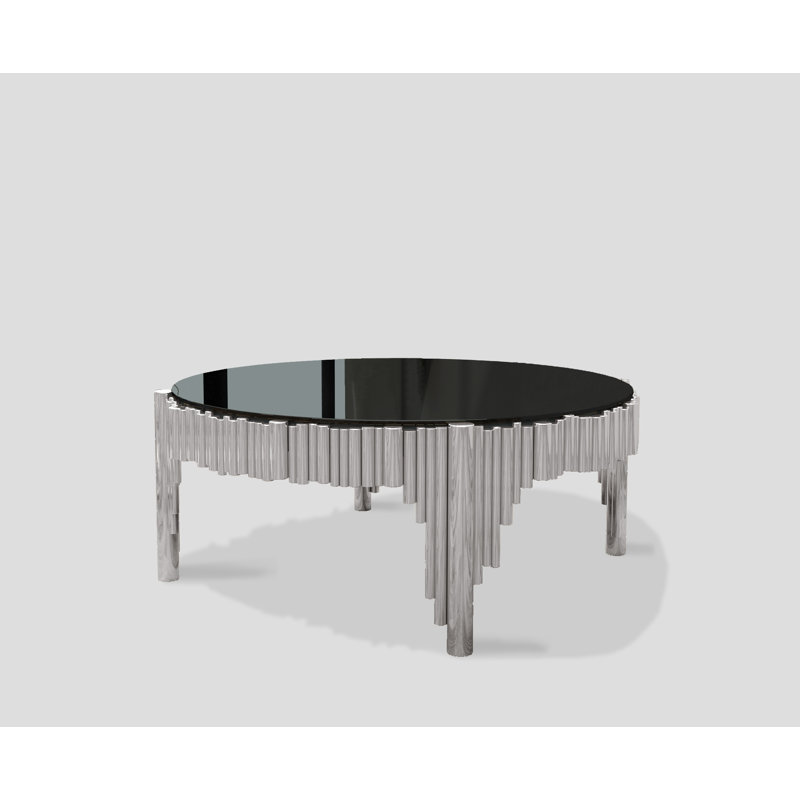 Black and Chrome Coffee Table, Gray