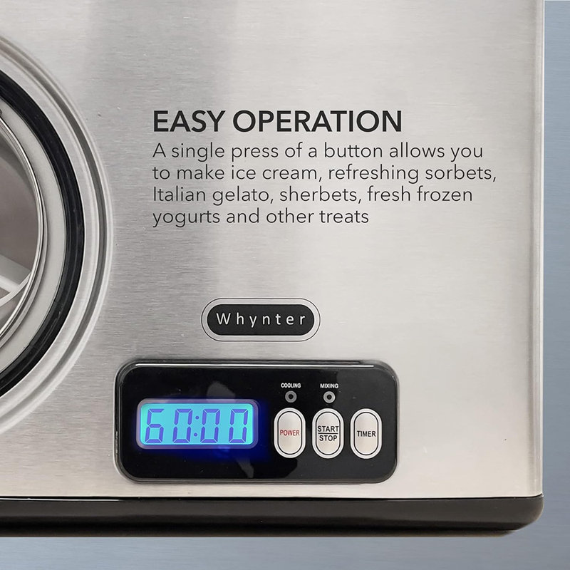 Stainless Steel 1.6 Qt Automatic Ice Cream Maker with LCD Display