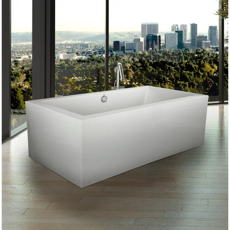 Chagall 66'' x 32'' Air Acrylic Bathtub, Satin Chrome