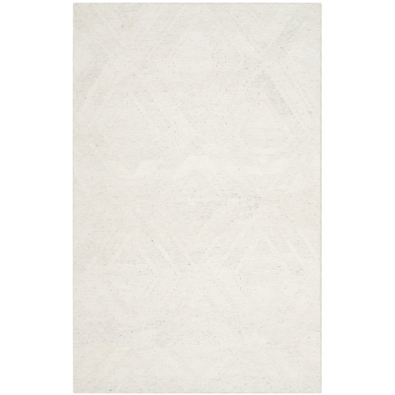 Nylah Solid Colour Wool Hand Woven Area Rug, Rectangle 122 x 183 cm