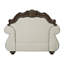 Fauteuil Pierce en tissu beige avec finition cerise