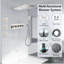 23.6-inch Dual Functions Waterfall & Rainfall Shower Faucet Set With 3 Body Jets & Handheld Shower-96319296
