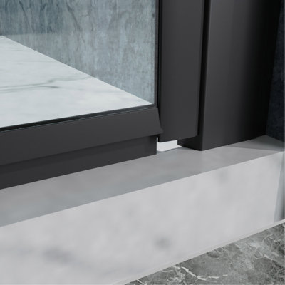 34 to 35-3/8 in. W x 72 in. H Bi-Fold Semi-Frameless Shower Doors in Matte Black with Clear Glass