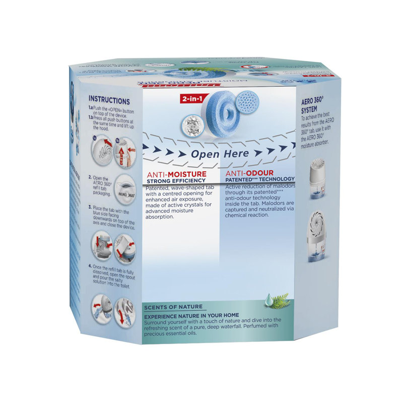 Unibond Aero 360 ° Moisture absorber Waterfall Freshness Refill Tab, Twin Pack