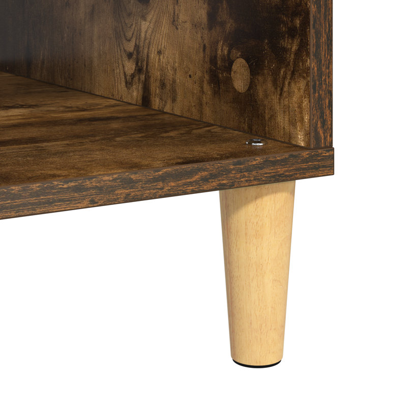 Coffee Table Engineered Wood Tables Living Room Modern Low Contemporary, Smoked Oak