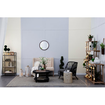 20" X 20" Circle Wall Mirror With Wooden Frame And Walnut Finish,Wall Mirror For Living Room Dining Room