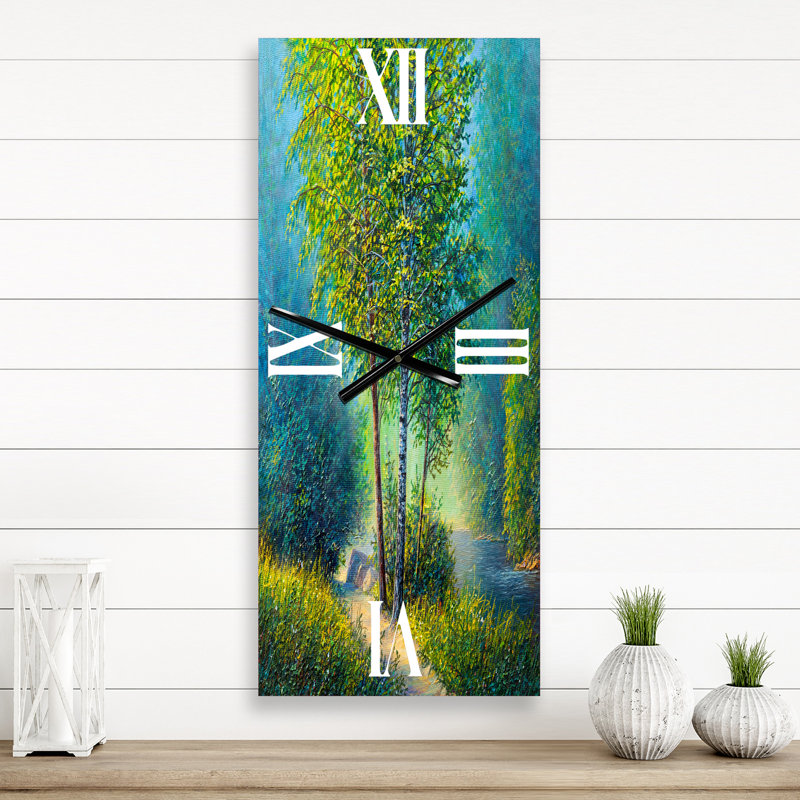 Horloge murale «Three Vibrant Trees by the River», Grand