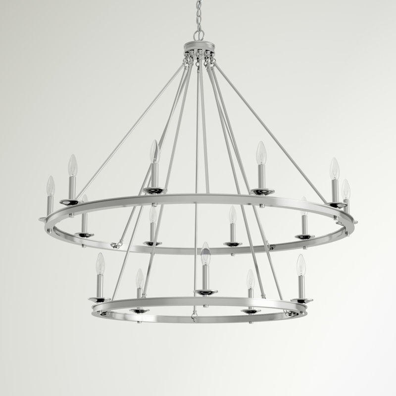Poynor 15-Light Chandelier, Nickel satiné
