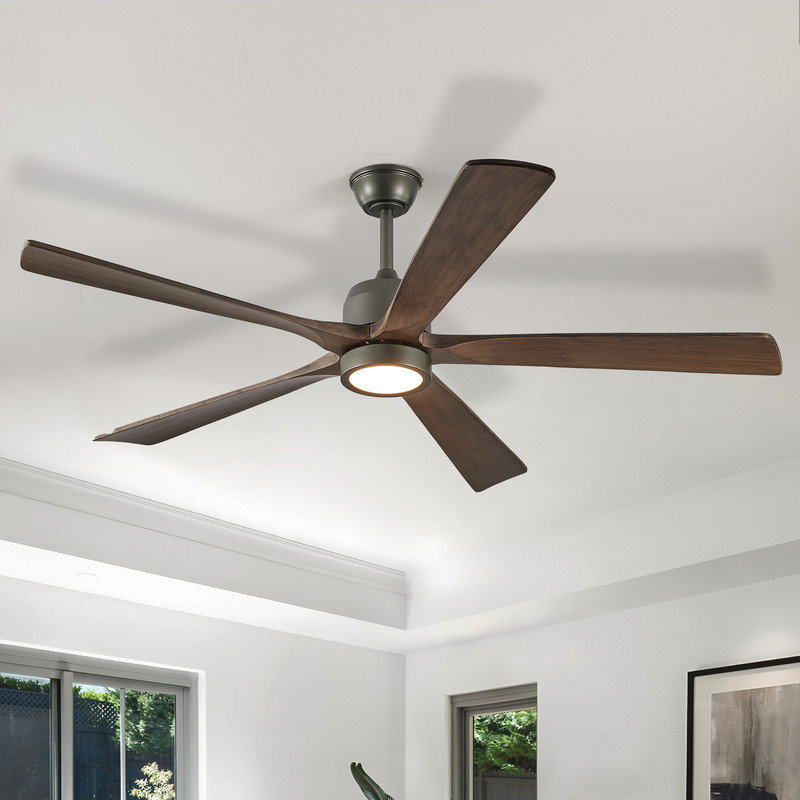 60 in. Brushed Brass Dimmable Ceiling Fan with LED Light and Remote Control 6 Speeds Reversible Noiseless DC Motor, 3CCT