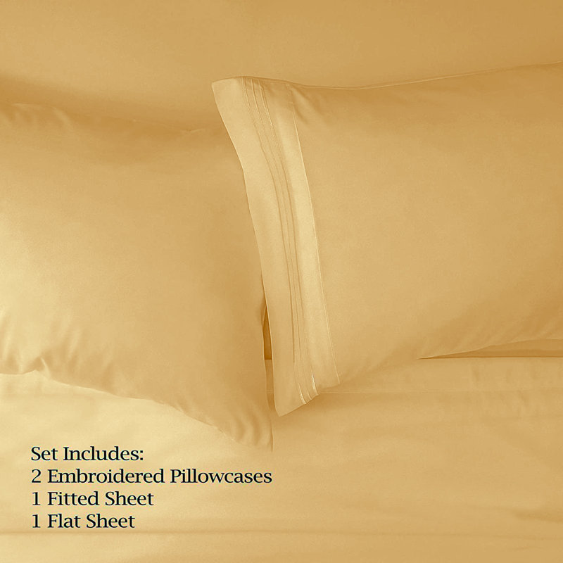 Ensemble de draps-housse en microfibre / polyester , Grand, Doré