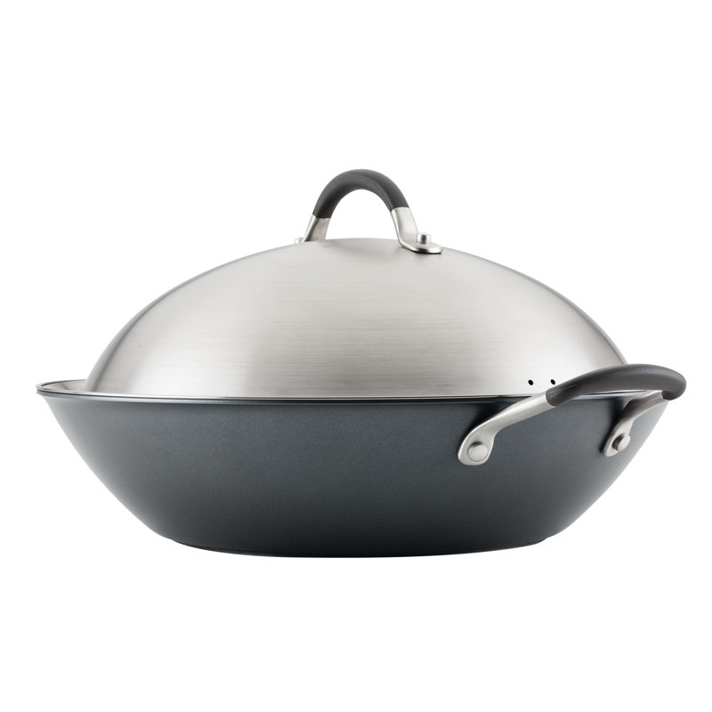 Circulon ScratchDefense with ScratchDefense Nonstick Induction Wok with Lid, 14 Inch, Graphite