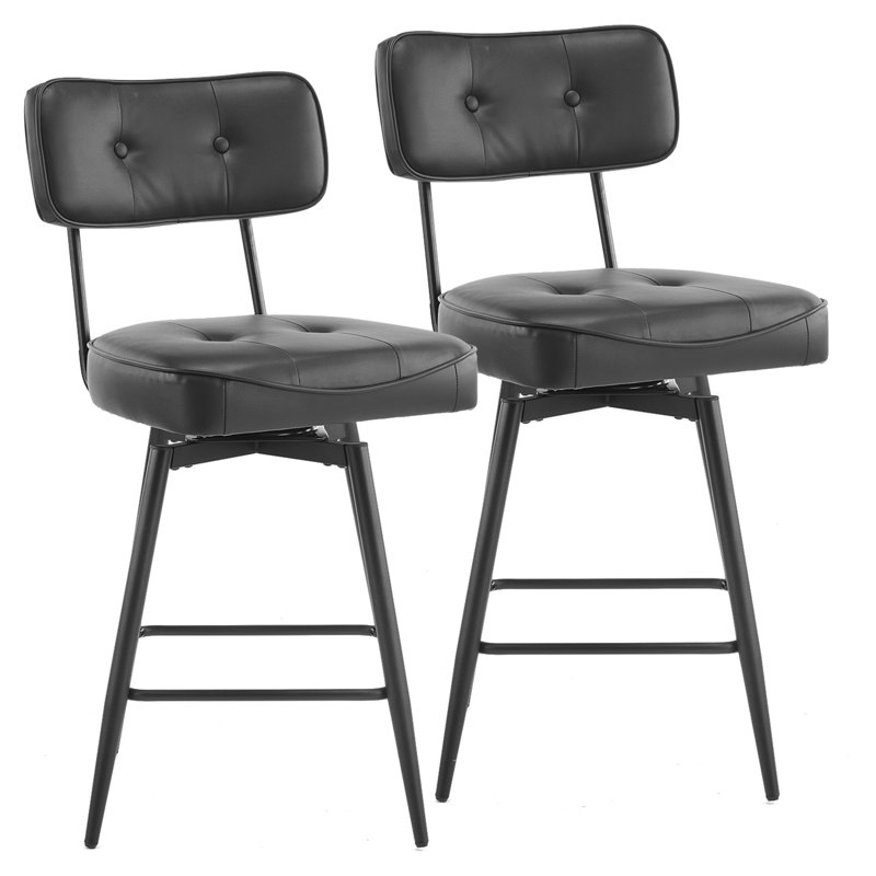 Swivel Upholstered Counter Stool with Metal Frame
