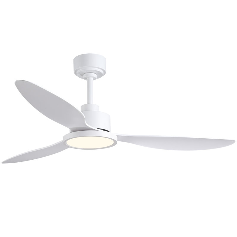 Ventilateur de plafond à 3 pales à intensité variable avec lumière DEL et télécommande, 52 po de largeur, Blanc
