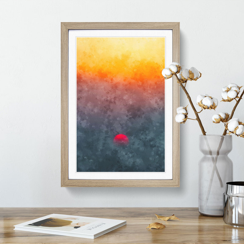 Sunset in Portugal - Framed Print, 87cm H x 62cm W x 2cm D, Oak Framed