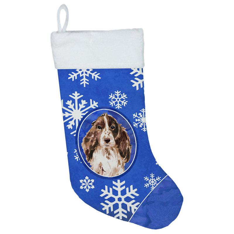 Chaussette de noël winter flocons de noël, Épagneul cocker chocolat