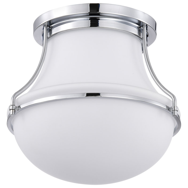 Plafonnier encastré en verre Bashaw, H 9 po x l 10,38 po x P 10,38 po, Nickel poli