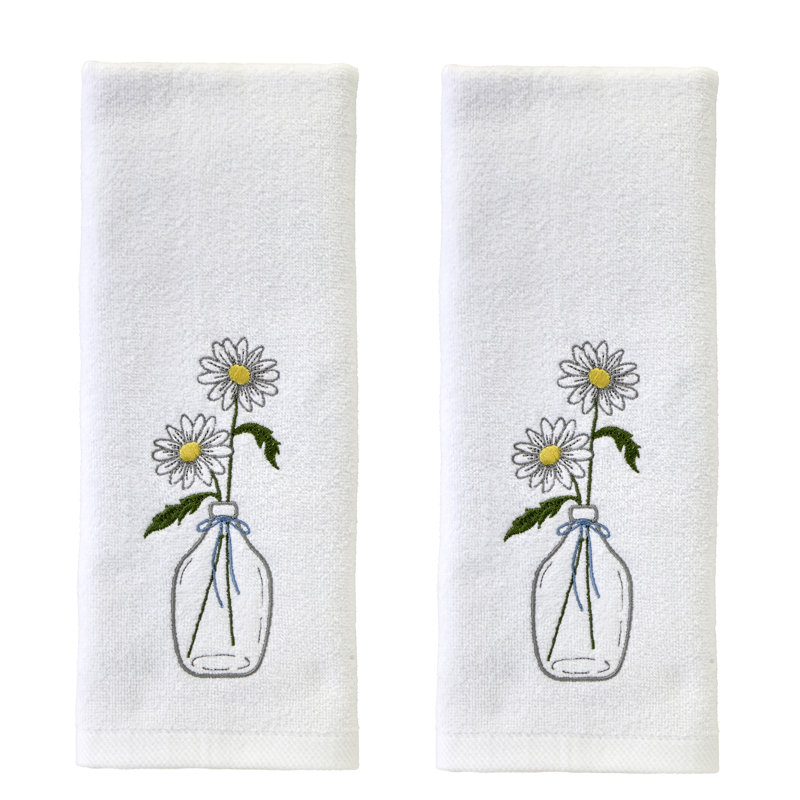 DAISIES IN VASE EMB HAND-WHITE