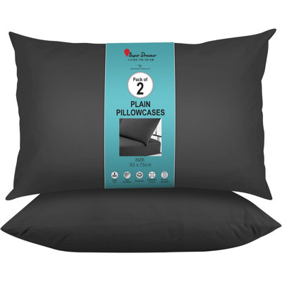 Super Dreamer Solid Colour Pillowcases 2 Pair 50x75Cm - Polyester Fabric Machine Washable High Quality Yarn