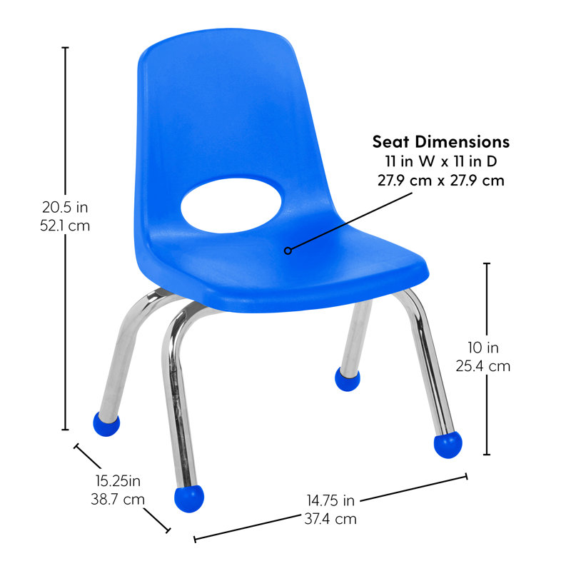 10" Multicolor Plastic Stackable Classroom Chairs with Chrome Legs, Set of 4