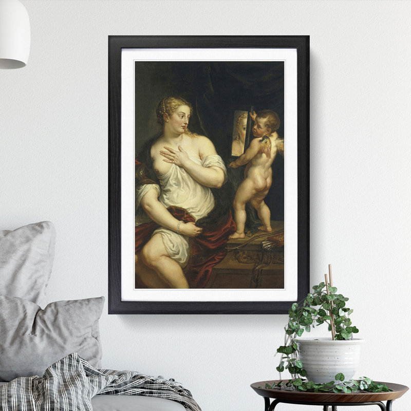 Venus and Cupid by Peter Paul Rubens - Picture Frame Painting, 36cm H x 27cm W x 2cm D, Black Framed