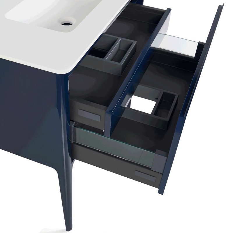 Luxe 30" Gloss Vanity With Counter, Navy