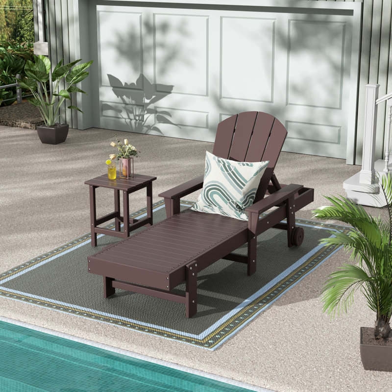 Laguna Outdoor Chaise Lounge with Table, White