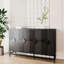 Buffet à 4 portes en bois avec buffet noir et tablettes réglables pour le salon, l'entrée, le couloir, le bureau, la cuisine, la salle à manger, la surface de travail,
