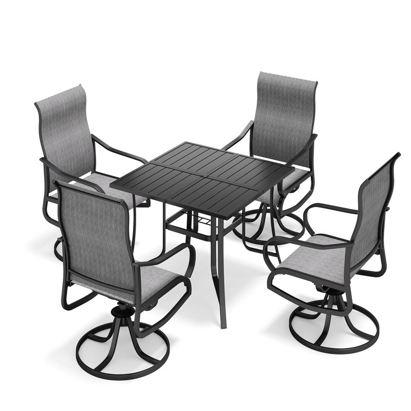 Ensemble de table de salle à manger et de chaises pour 4 personnes Alfons, Gris