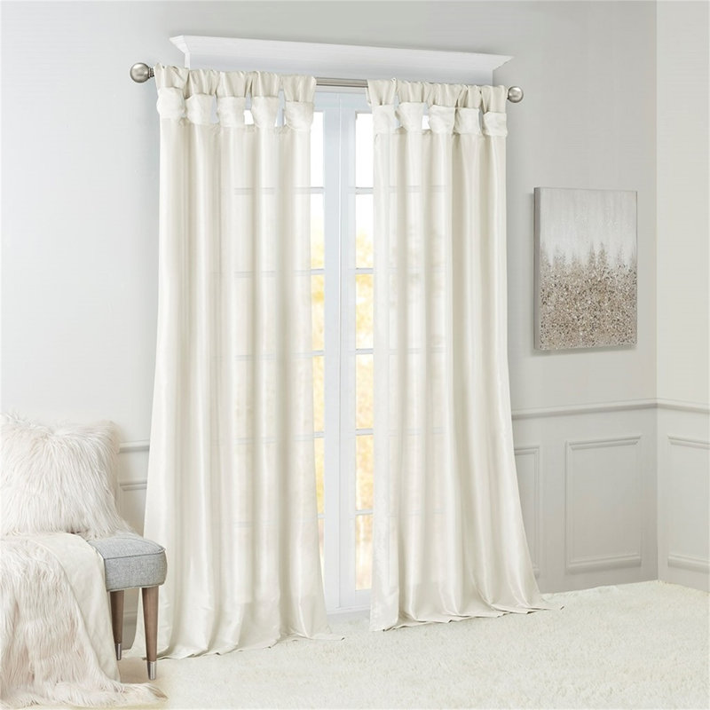 Twist Tab Lined Window Curtain Panel Pair