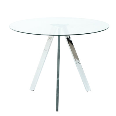 Table ronde en verre trempé 39,2 "pour la maison - minimaliste moderne, pieds en métal d'un plateau transparent pour salle à manger minimaliste