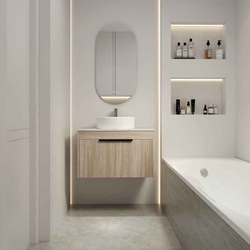 Modern Design Float Bathroom Vanity With Ceramic Basin Set