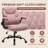  Cloth Office Chair with Lumbar Support, Thickened Seat, Small Swivel Rocking Fabric Desk Chairs, Comfy Computer Chair with Rolling Wheels & Flip up Armrests, Executive Chair |Pink-334290878