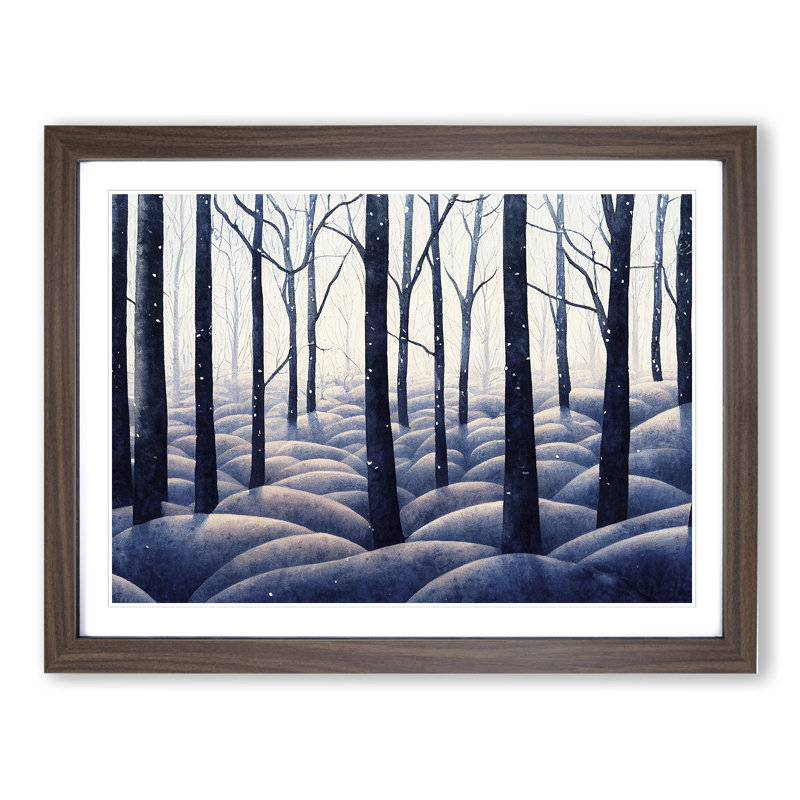 XH1022-10222X Winter Forest Watercolour Vol.1 - Single Picture Frame Print, 46cm H x 64cm W x 2cm D, Walnut Framed