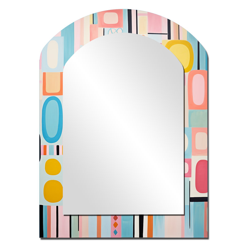 Miroir mural rose Mid-Century, 34 po x 25 po