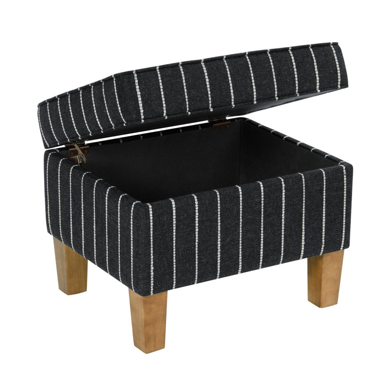 Gorton Medium Storage Ottoman, Black Striped Boucle