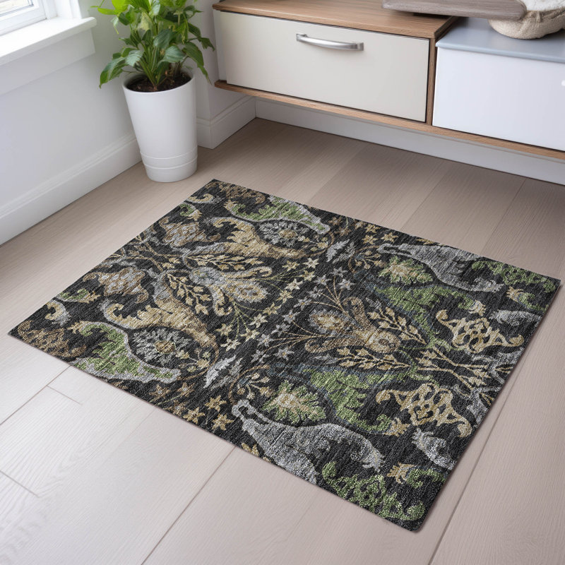 Premium Machine Washable Gurubaksh AMF1153 Global Rug, Rectangle 1 pi 8 po x 2 pi 6 po