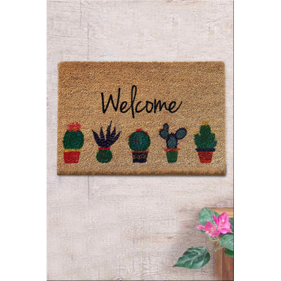 Durable Coco Doormat, 100% Coir, 15.7 x 23.6 inches | Thickness: 0.7-0.9 inches, PVC Non-Slip Underside | Easy to Clean, Machine Washable at 86°F | Ideal for Entryways, Eco-Friendly & Stylish Design