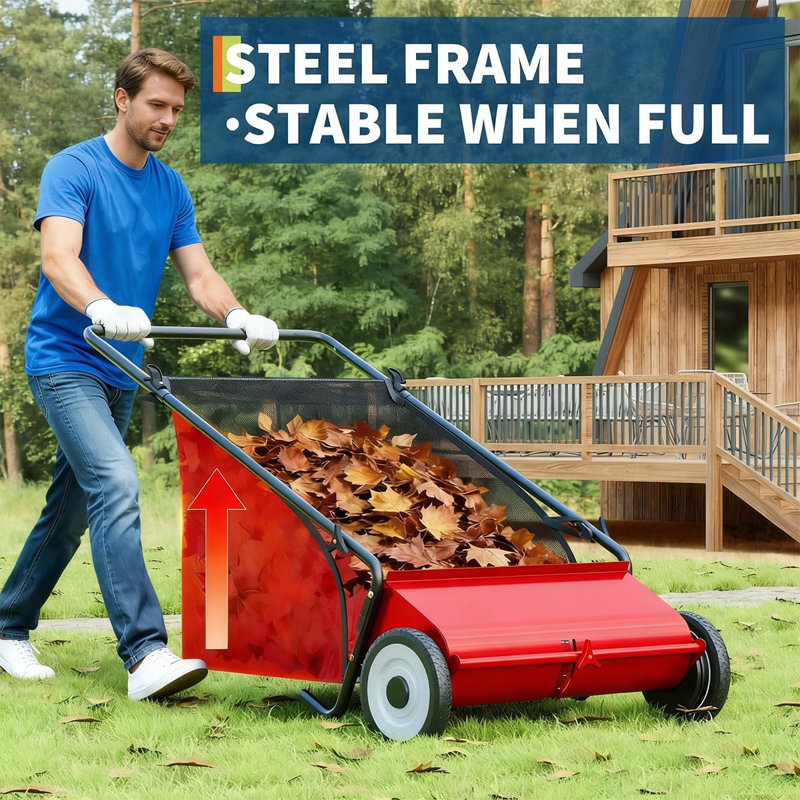 26'' Push Lawn Sweeper, Red