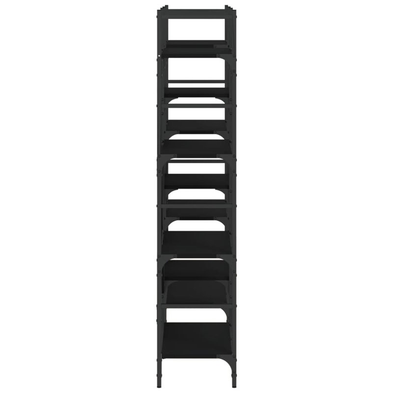 Aadrian 136.5cm H x 160cm W Steel Etagere Bookcase, Black/Grey