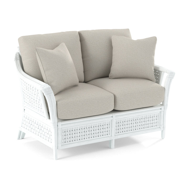 Boca 55'' Upholstered Loveseat, Frost White, White Performance Fabric; 