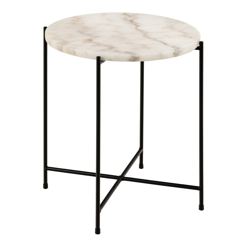 Side Table with Marble Top 42x45cm, White Marble
