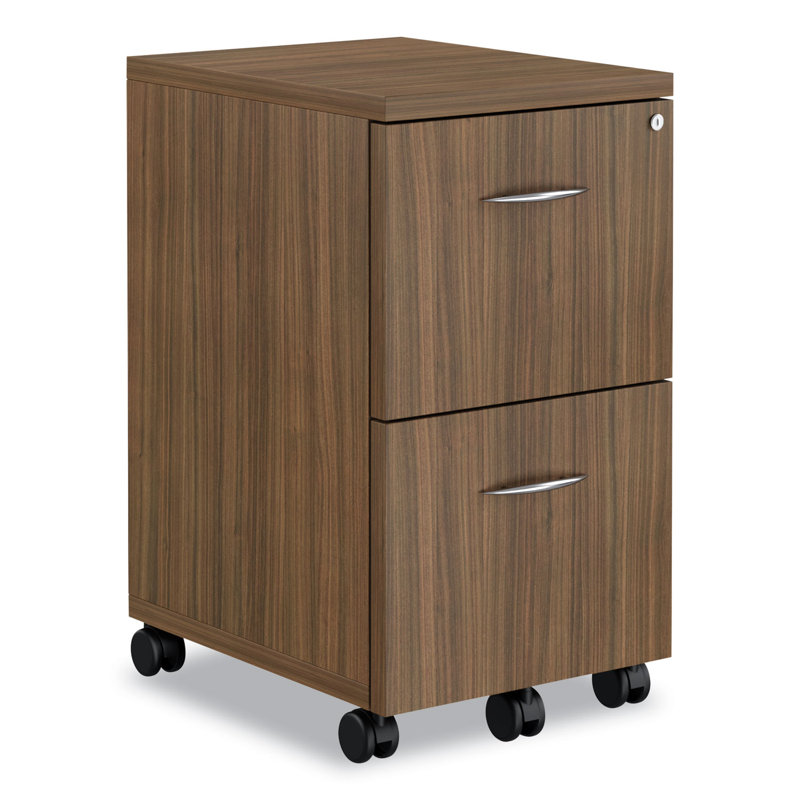 Walnut Mobile 2-Drawer Lockable Legal Size Filing Cabinet