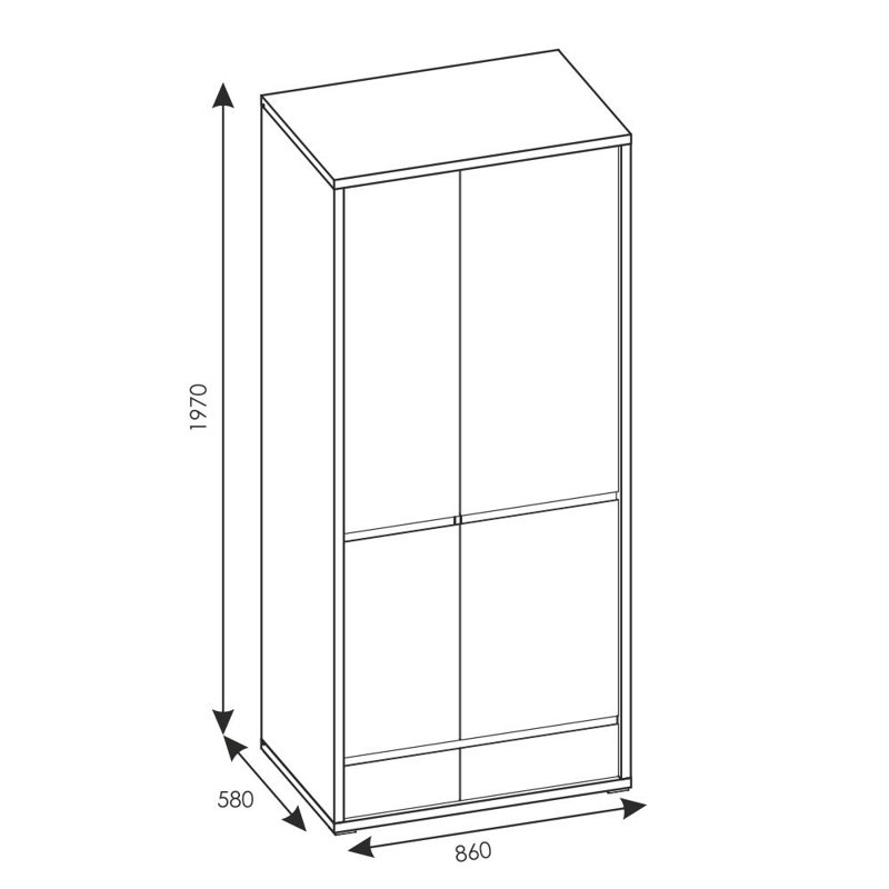 Tyle 2 Door Manufactured Wood Wardrobe