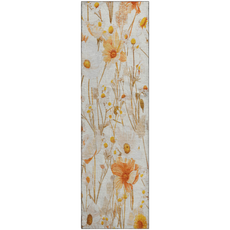 Premium Machine Washable Sykora AMF1500 Floral Rug, Runner 2'3" x 7'6"