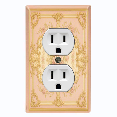 Metal Light Switch Plate Cover; US Standard Size 3 Gang GFI Rocker - Vintage Damask Flowers