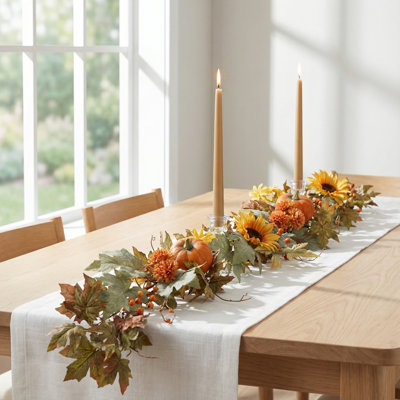 Autumn Harvest Garland With Pumpkin And Berry Accents