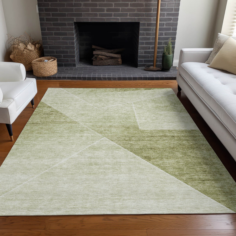 Premium Machine Washable Prisco Sage Rug, Rectangle 9' x 12'