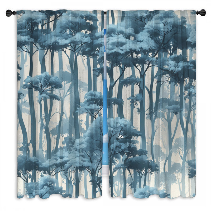 Rideaux obscurcissant et obscurcissant Blue Misty Forest - 2 panneaux, 40 po x 60 po - 2 panneaux, Transparent